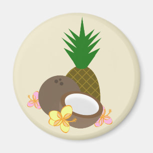 Tropischer Kokosnuss-Ananas-Hibiskus Magnet