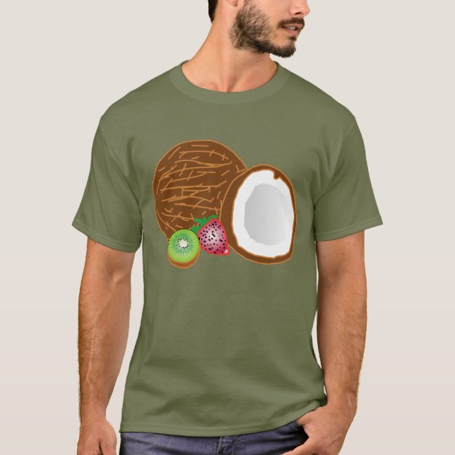 Tropischer Kokosnuss und Obst T-Shirt (Vorderseite)
