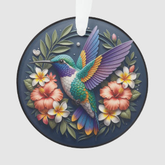 Tropischer Kolibri-Schmuck – Farbige Blütenpracht Ornament