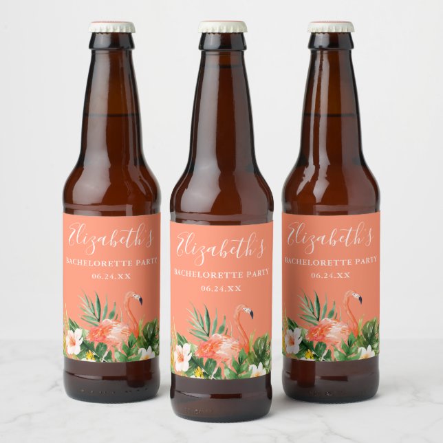 Tropischer Korallenflora-Junggeselinnen-Abschied Bierflaschenetikett (Flaschen)