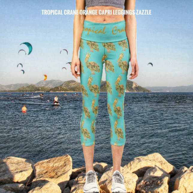 Tropischer Kranich Capri Leggings (Von Creator hochgeladen)