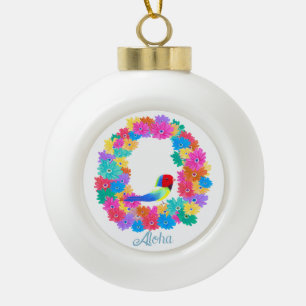 Tropischer Kranz Aloha Weihnachten Keramik Kugel-Ornament