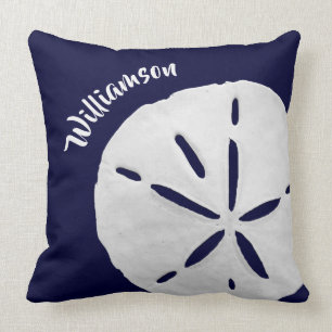 Tropischer Küstenstrand Sand Dollar Navy Blue Bea Kissen