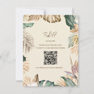 Tropischer Leaf Beach RSVP-Karte mit QR-Code RSVP Karte
