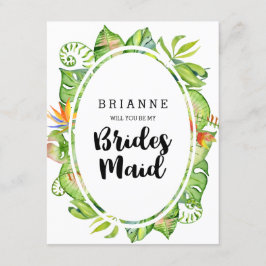 Tropischer Leaf Kranz wird meine Bridesmaid sein Einladung