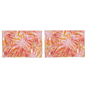 Tropischer Leaf Muster Korallen Rose Gold Glitzer Kissenbezug