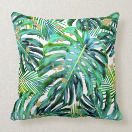 Tropischer Leaf Muster Palms Gold Glitzer Kissen