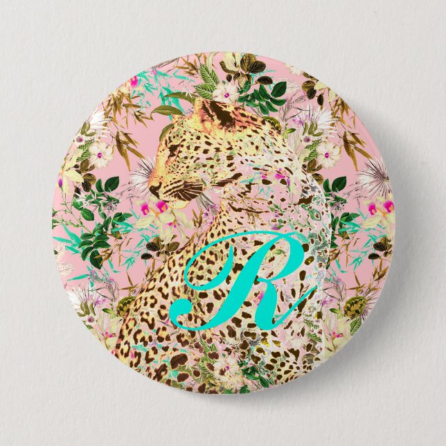 Tropischer Leopardenprint Button (Vorderseite)