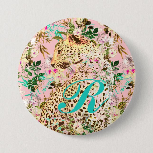 Tropischer Leopardenprint Button (Vorderseite)
