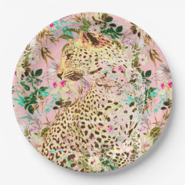 Tropischer Leopardenprint Pappteller