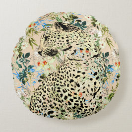 Tropischer Leopardenprint Rundes Kissen
