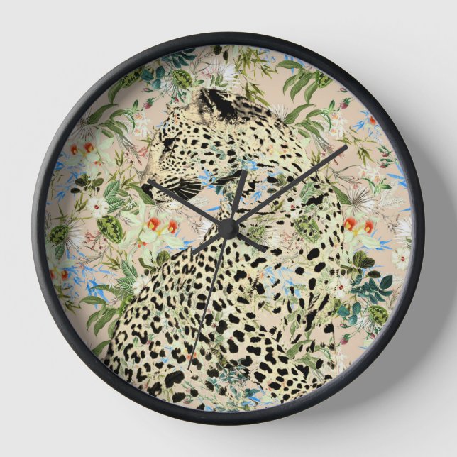 Tropischer Leopardenprint Uhr (Vorderseite)