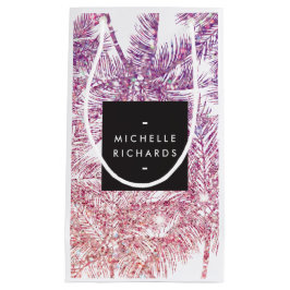 Tropischer Lila/rosa Glitzer Palms Geschenktasche Kleine Geschenktüte