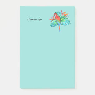 Tropischer Macaw Parrot Personalisiert 4x6 Post-it Klebezettel