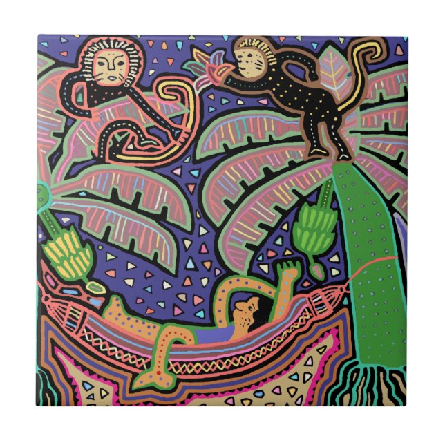 Tropischer Mann in Hänmock Fliese (Vorderseite)