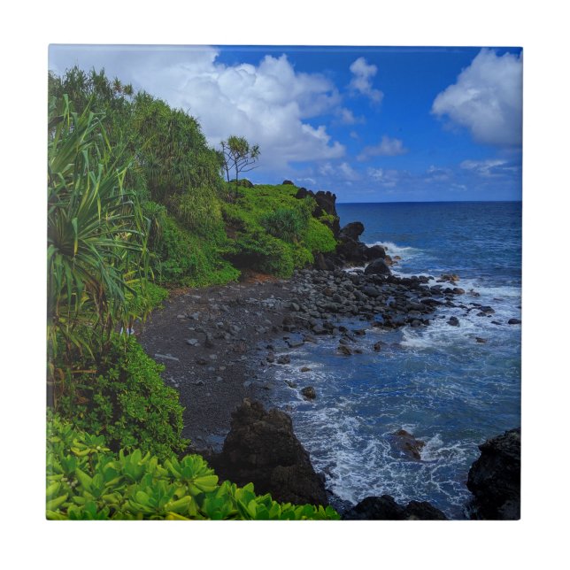 Tropischer Maui Hawaiian Island Beach Fliese (Vorderseite)