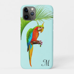 Tropischer mehrfarbiger Ara-Vogel & Monogramm Case-Mate iPhone Hülle