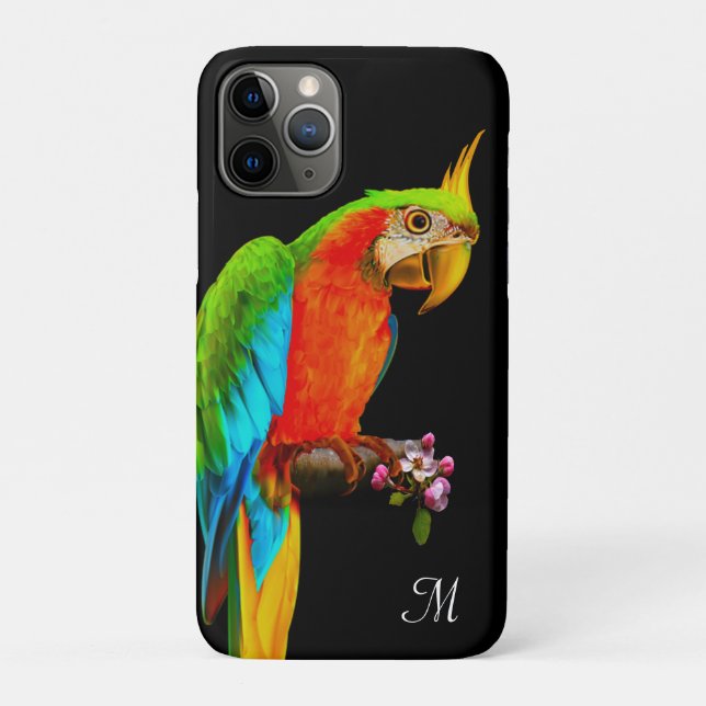 Tropischer mehrfarbiger Bird & Monogram Case-Mate iPhone Hülle (Rückseite)