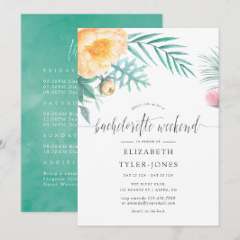 Tropischer Minze Bachelorette Wochenendreise Einladung