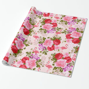 Tropischer mit Blumenflamingo der rosa böhmischen Geschenkpapier