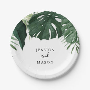 Tropischer Monstera-Junggesellinnenabschied-Papier Pappteller
