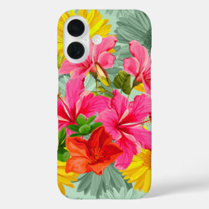 Tropischer nahtloser Hibiskus iPhone 16 Hülle