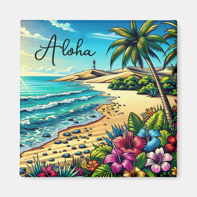 Tropischer Ozean Aloha Urlaub Magnet (Vorne)