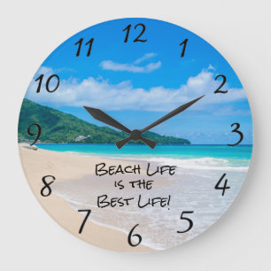 Tropischer Ozean Blick Strand Leben Wellen Große Wanduhr