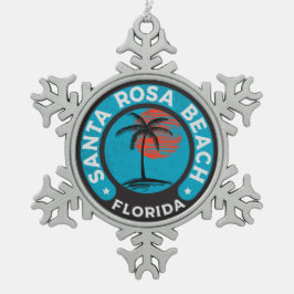 Tropischer Ozean Santa- Rosastrand-Floridas Schneeflocken Zinn-Ornament