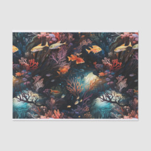 Tropischer Ozeanfisch und Korallen Kunst Nr. 2 Seidenpapier