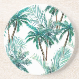 Tropischer Palm: Dschungel-Muster in Wasserfarbe. Getränkeuntersetzer
