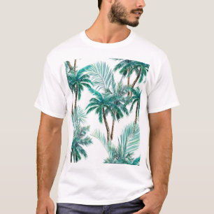 Tropischer Palm: Dschungel-Muster in Wasserfarbe. T-Shirt