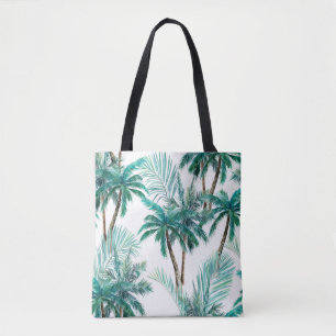 Tropischer Palm: Dschungel-Muster in Wasserfarbe. Tasche