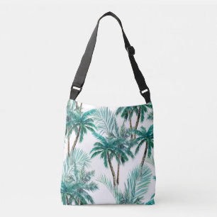 Tropischer Palm: Dschungel-Muster in Wasserfarbe. Tragetaschen Mit Langen Trägern