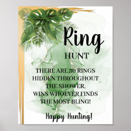 Tropischer Palm Ring Hunt Brautparty Game Sign Poster