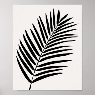Tropischer Palmblättercreme, weiß und schwarz Poster