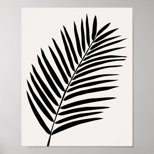 Tropischer Palmblättercreme, weiß und schwarz Poster (Vorne)
