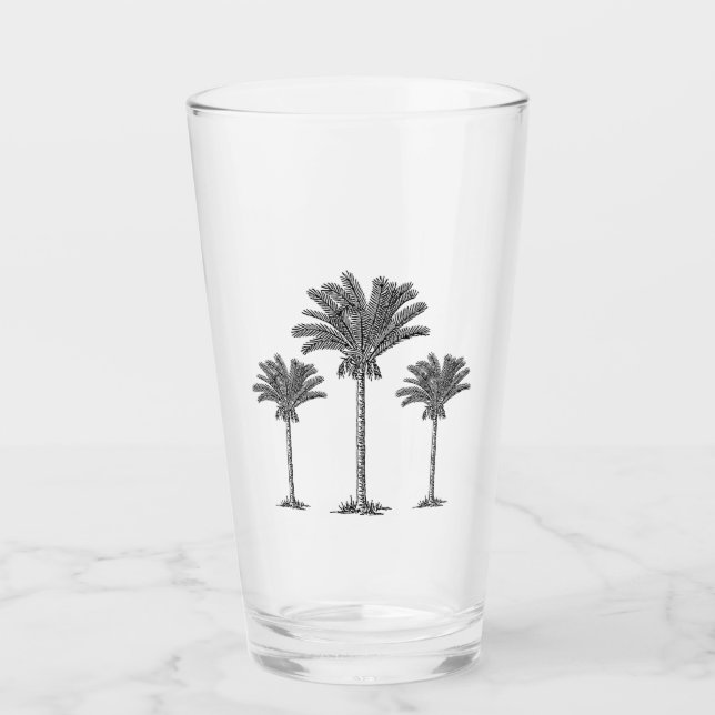 Tropischer Palme-Strand-klassische schwarze Glas (Vorderseite)