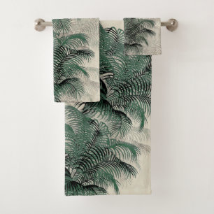 Tropischer Palme-Wedel verlässt Kunst-Bad-Tuch-Se Badhandtuch Set