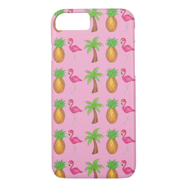 Tropischer Palmenbaum Ananas Pink Flamingo Case-Mate iPhone Hülle (Rückseite)