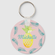 Tropischer Palmenbaum Ananas Pink Name Schlüsselan
