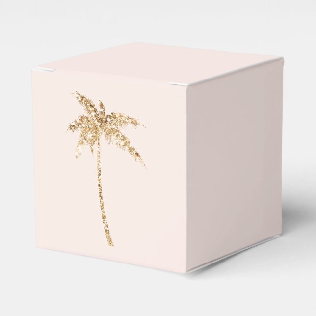 Tropischer Palmenbaum aus Gold Glitzer Geschenkschachtel (Vorderseite)