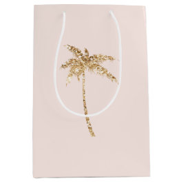Tropischer Palmenbaum aus Gold Glitzer Mittlere Geschenktüte