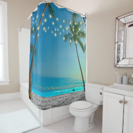 Tropischer Palmenbaum, Strandlichtstrand Duschvorhang