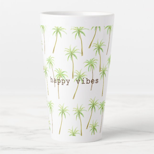 Tropischer Palmenbaum Wasserfarbe Milchtasse (Vorderseite)