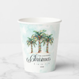 Tropischer Palmenstrand Weihnachten Pappbecher