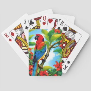 Tropischer Papagei auf einem Baum Spielkarten