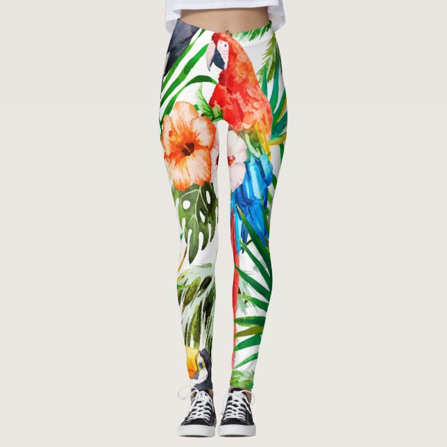 Tropischer Papagei Leggings (Vorderseite)