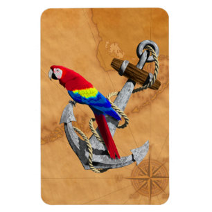 Tropischer Papagei und Anker Magnet