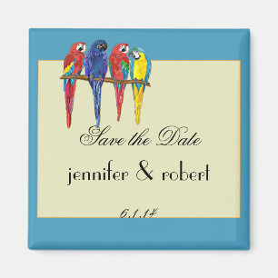 Tropischer Papageien-Save the Date Magnet